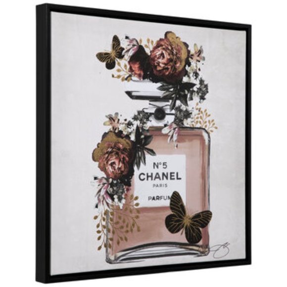 CHANEL No.5 Floral Roses Butterfly Fashion Perfume Bottle Canvas Wall Decor - Picture 2 of 12